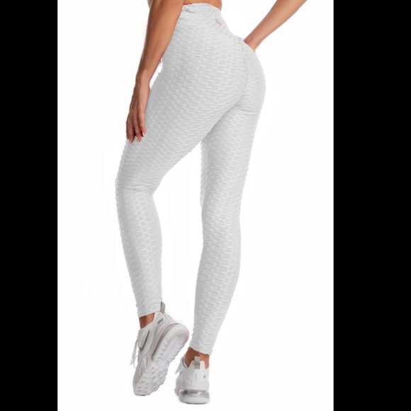 High-Waisted Textured Leggings - White - Picture 2 of 8